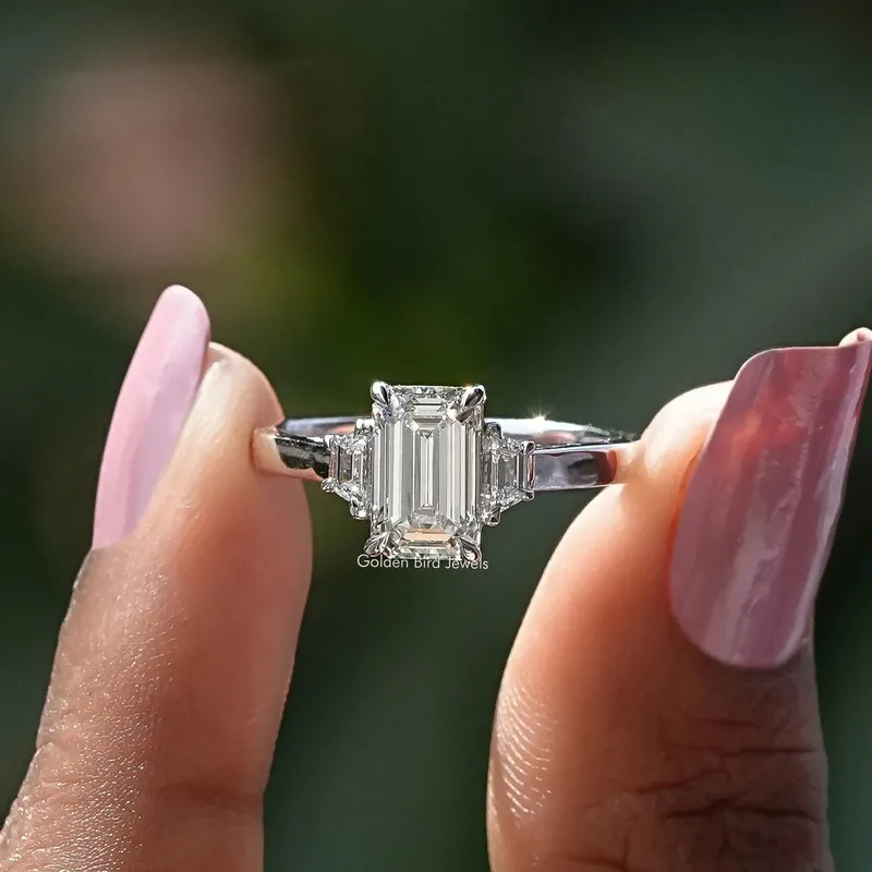 Three Stone Emerald Cut Diamond Ring emerald emerald cut engagement ring