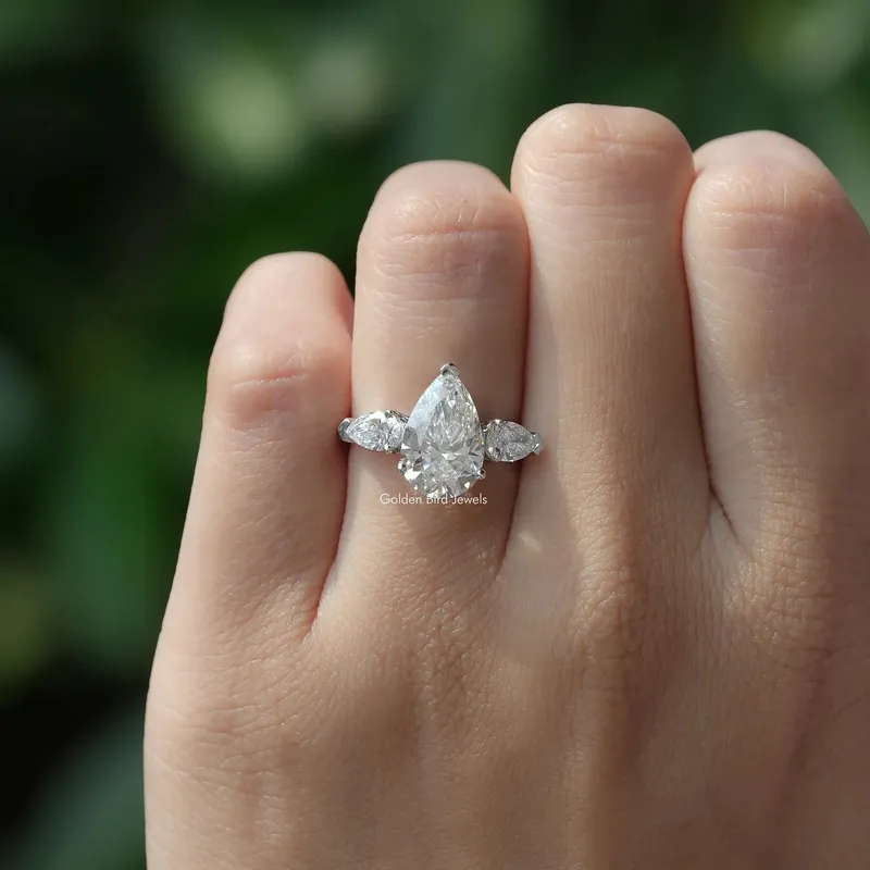 Three Stone Pear Diamond Engagement Ring vy 5