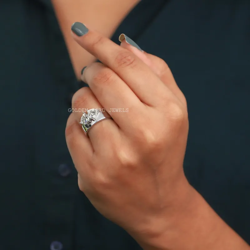 Trillion Cut Two Stone Moissanite Engagement Ring view 4