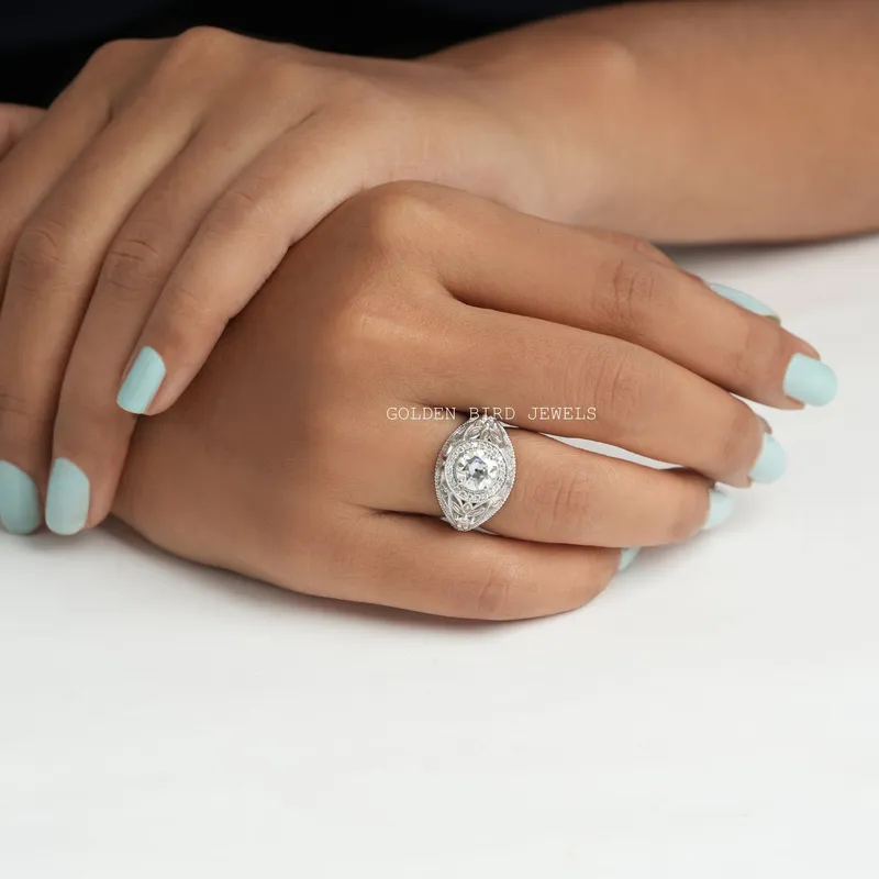 Vintage Moissanite Old European Round Cut Ring view 4