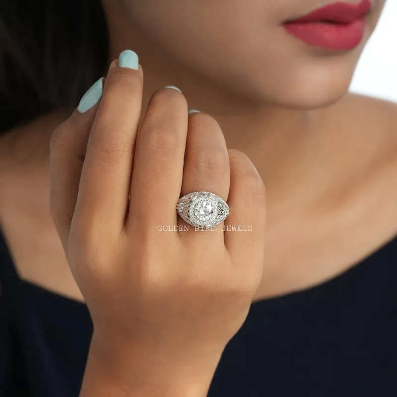 Vintage Moissanite Old European Round Cut Ring view 2