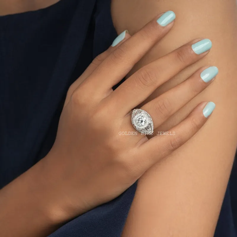 Vintage Moissanite Old European Round Cut Ring view 3
