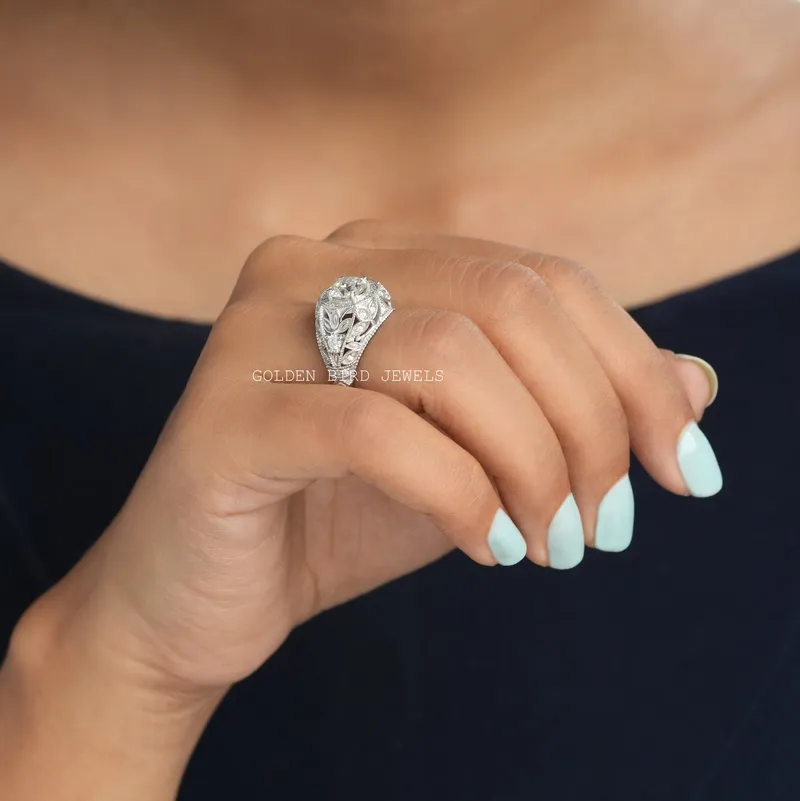 Vintage Moissanite Old European Round Cut Ring view 8