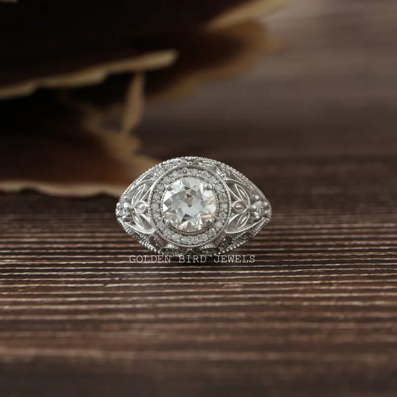 Vintage Moissanite Old European Round Cut Ring view 5