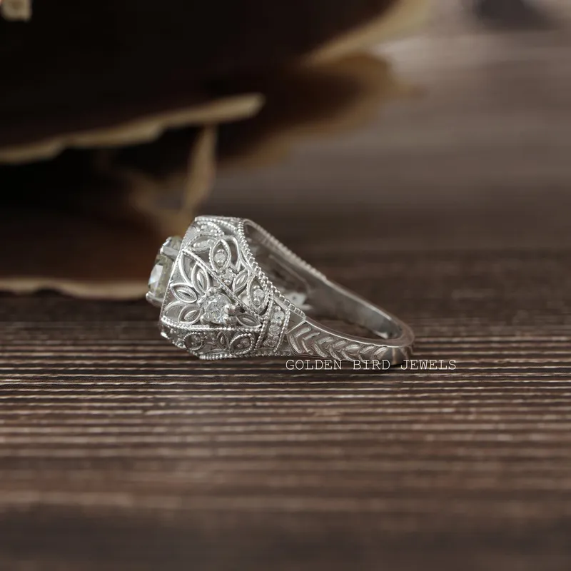 Vintage Moissanite Old European Round Cut Ring view 7