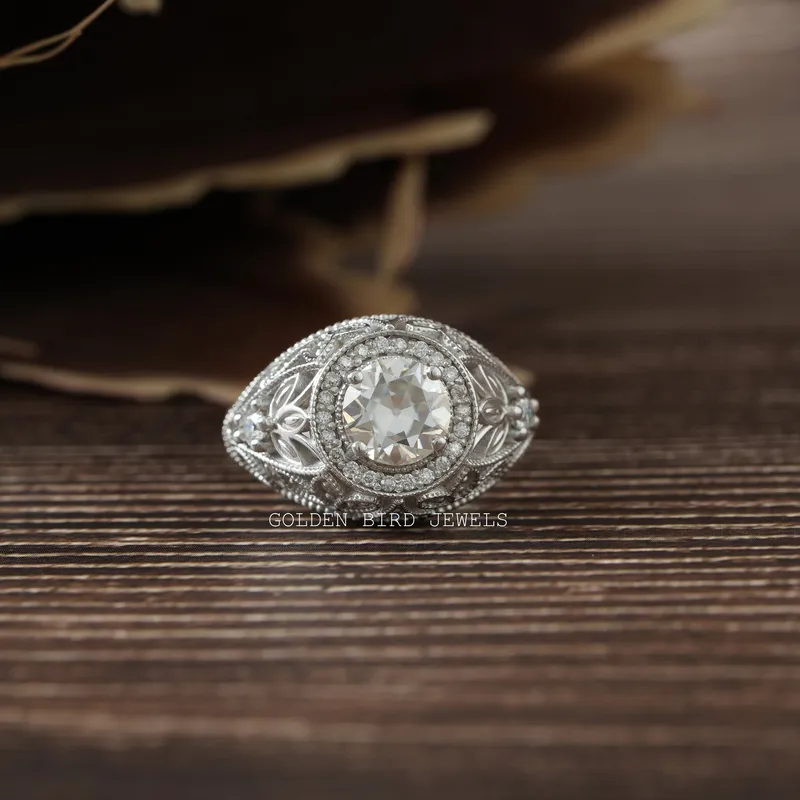 Vintage Moissanite Old European Round Cut Ring engagement ring