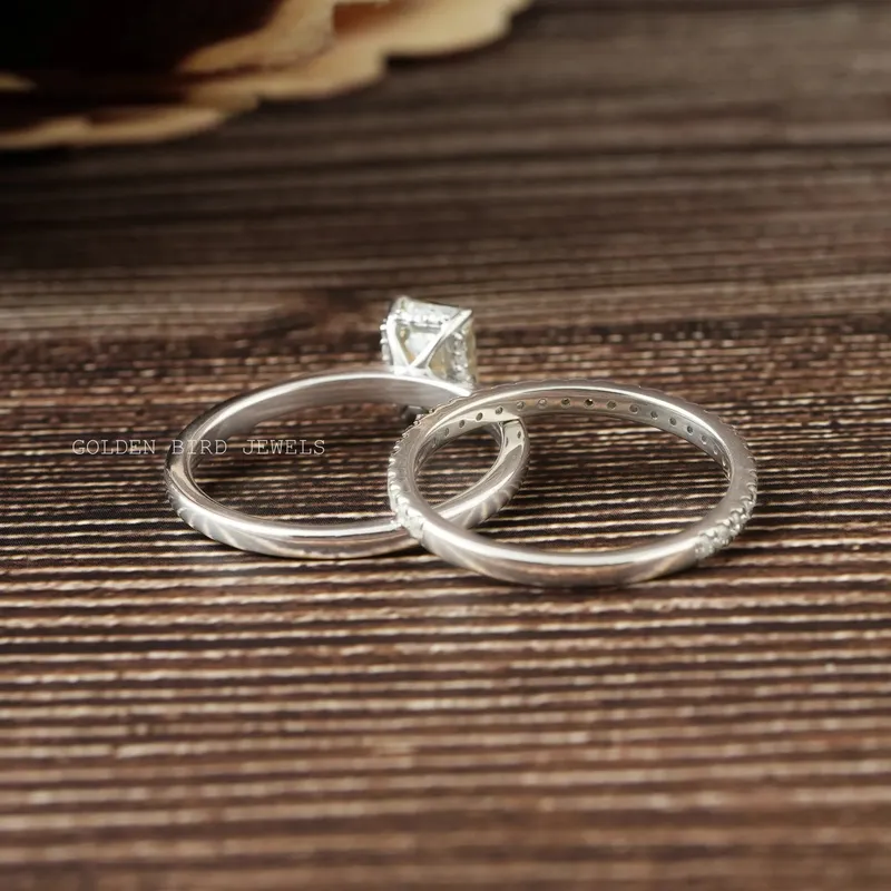Yellow Emerald Cut Moissanite Ring Set vy 10