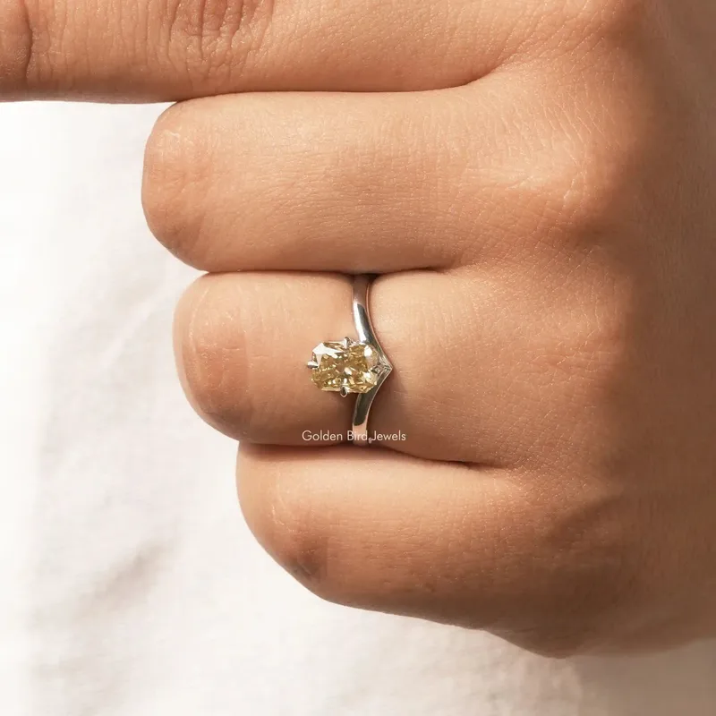 Yellow Radiant Moissanite Sideway Solitaire Ring view 5