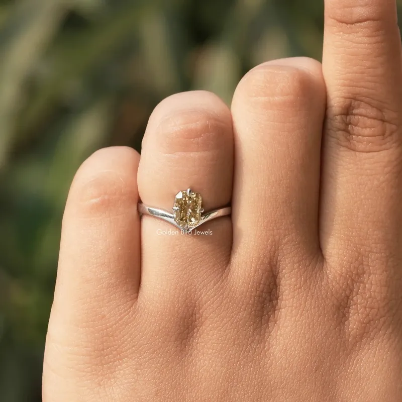 Yellow Radiant Moissanite Sideway Solitaire Ring view 4