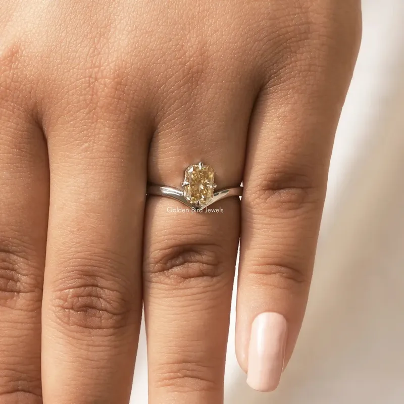 Yellow Radiant Moissanite Sideway Solitaire Ring view 7