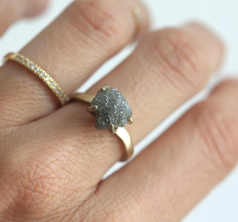 Grey Diamond Ring, Rough Diamond Ring view 7