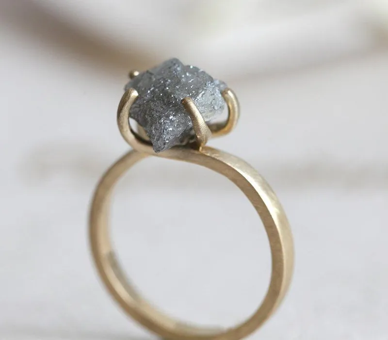 Grey Diamond Ring, Rough Diamond Ring view 8