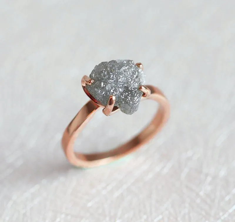 Grey Diamond Ring, Rough Diamond Ring view 9