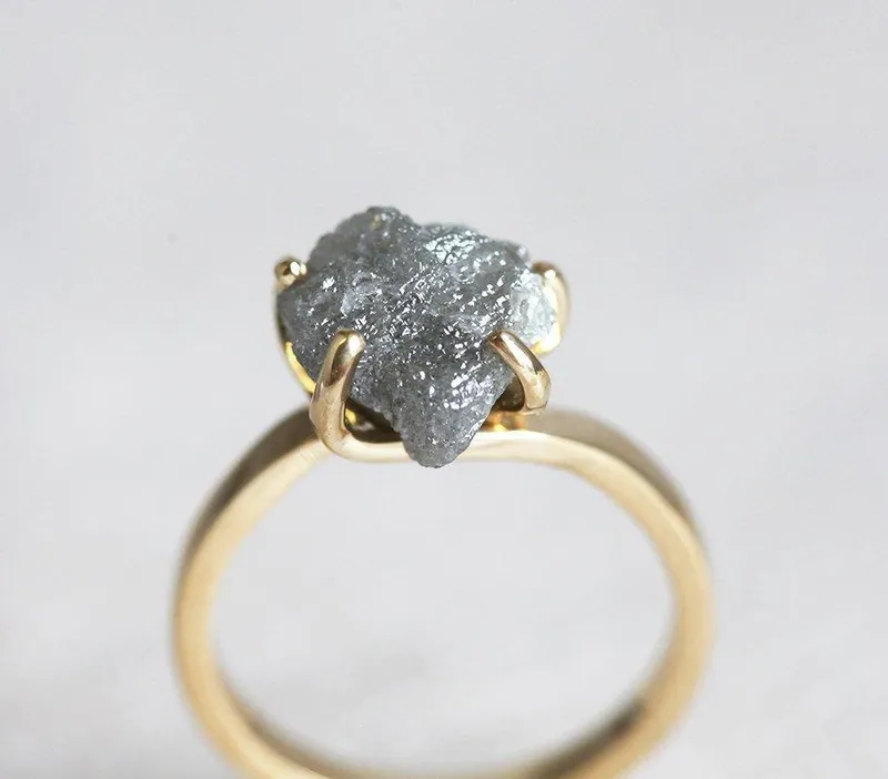 Grey Diamond Ring, Rough Diamond Ring diamond engagement ring