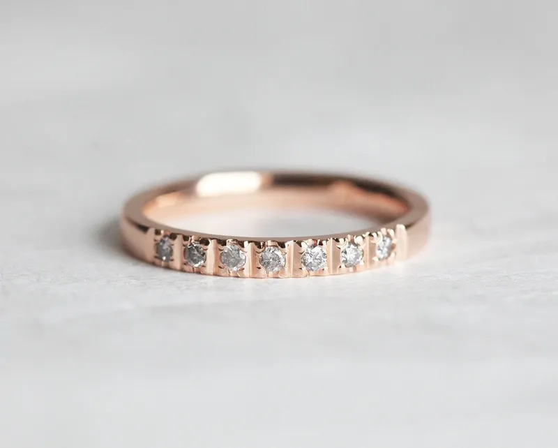 GREY DIAMONDS WEDDING RING, GREY DIAMOND BAND view 5