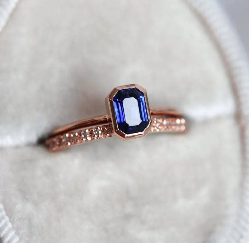 Gul Emerald Cut Sapphire Solitaire Ring view 5