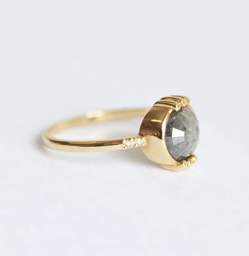 Gwen Round Salt & Pepper Diamond Ring vy 3