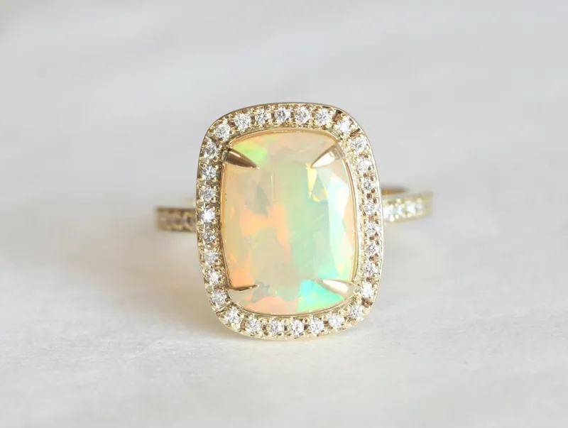 Gwyneth Cushion Opal Ring view 2