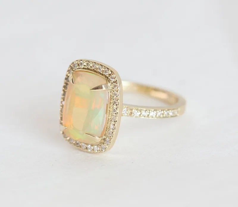 Gwyneth Cushion Opal Ring view 3