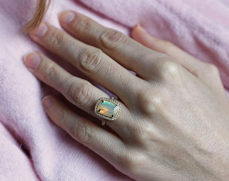 Gwyneth Cushion Opal Ring view 5