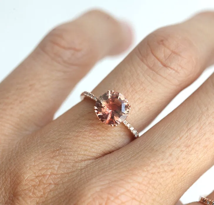 HAILEY OREGON SUNSTONE RING WITH PAVE DIAMOND BAND vy 11