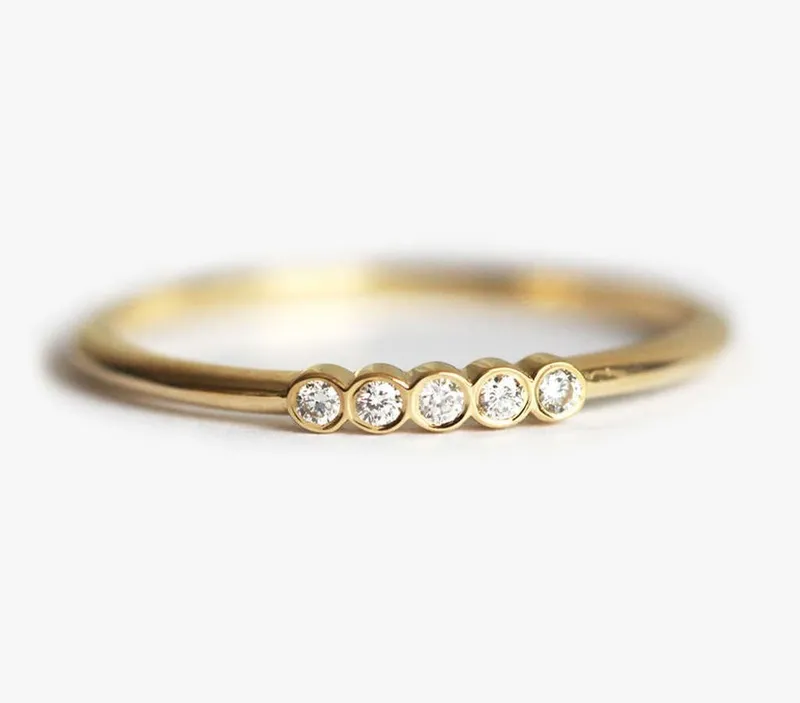 Half Eternity Ring, Five Ring diamond round cut engagement ring