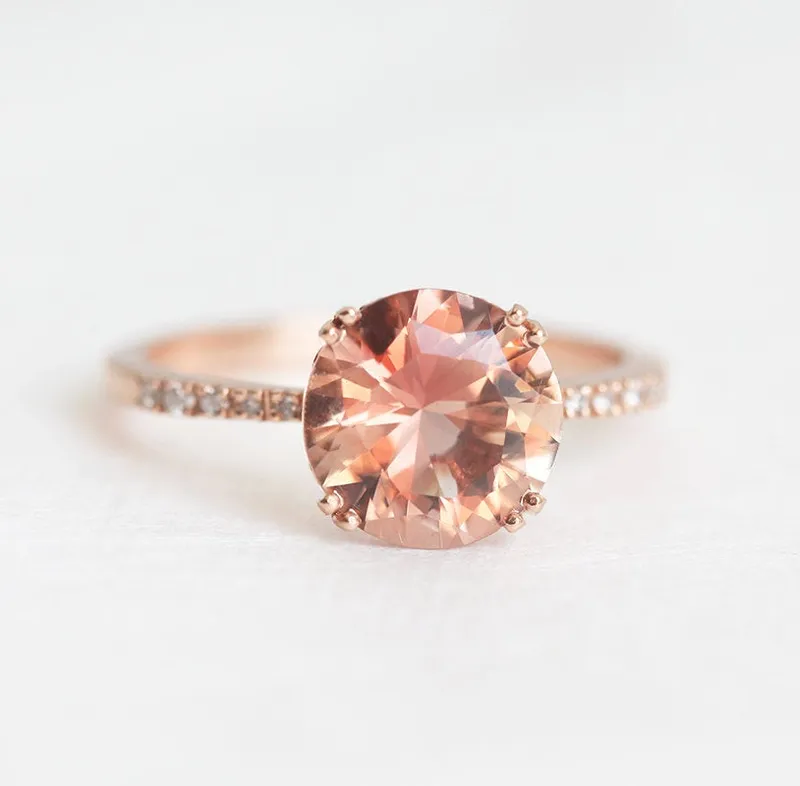HAILEY OREGON SUNSTONE RING WITH PAVE DIAMOND BAND vy 2
