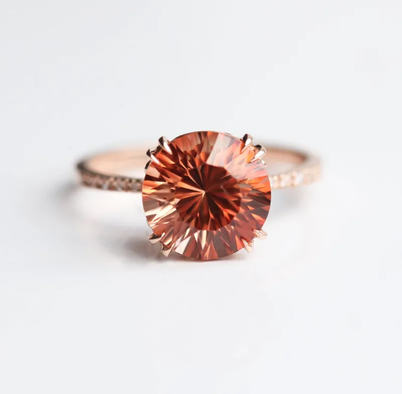HAILEY OREGON SUNSTONE RING WITH PAVE DIAMOND BAND vy 3
