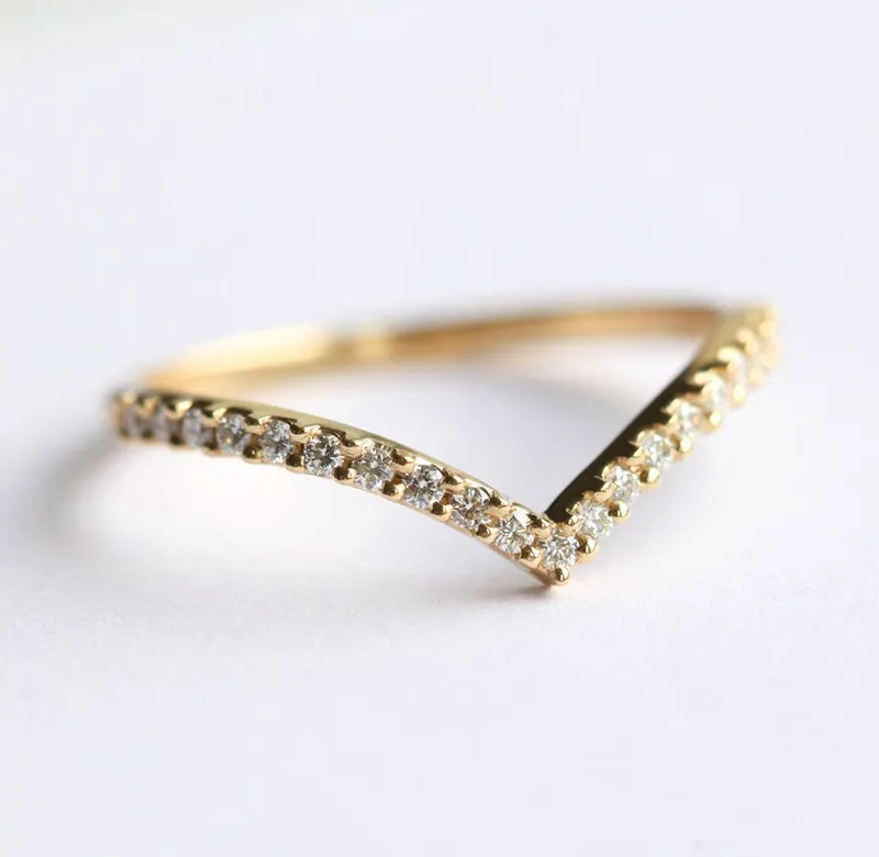 Half Eternity Diamond Chevron Wedding Ring vy 7
