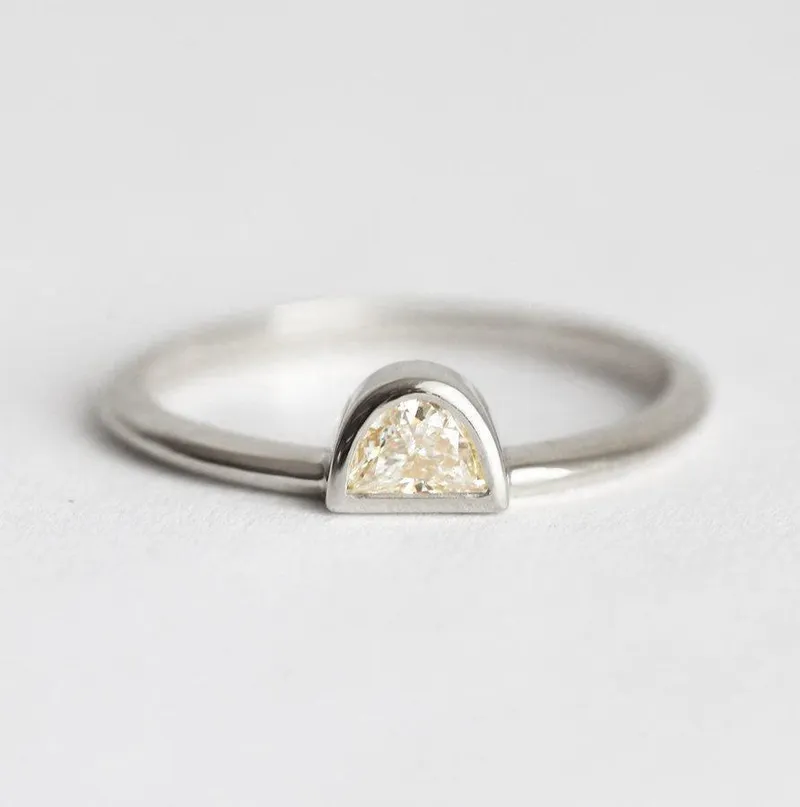 Half Moon Diamond Ring, Rose Gold Diamond Ring vy 6