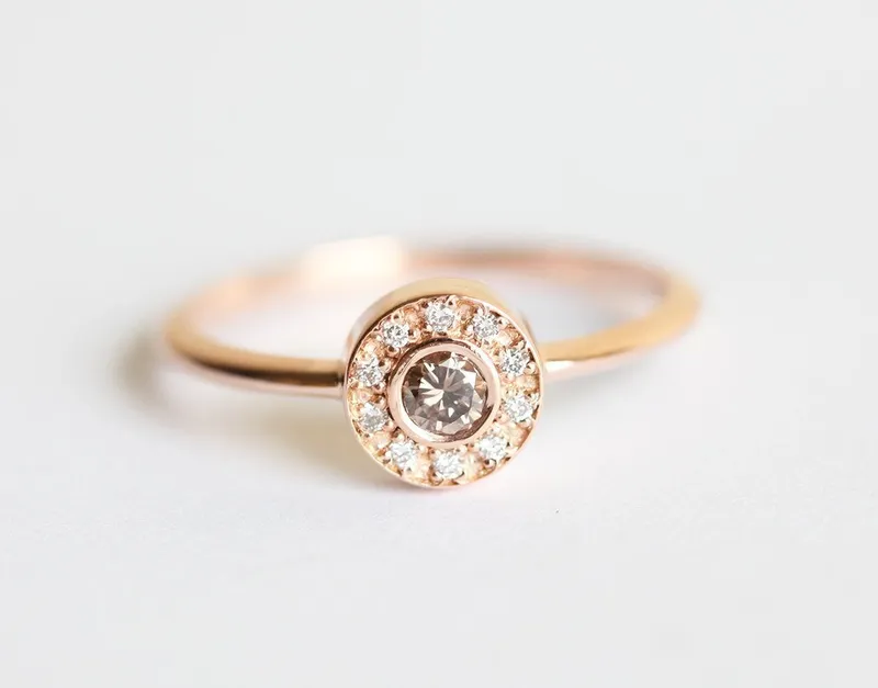 Halo Champagne Diamond Ring view 2