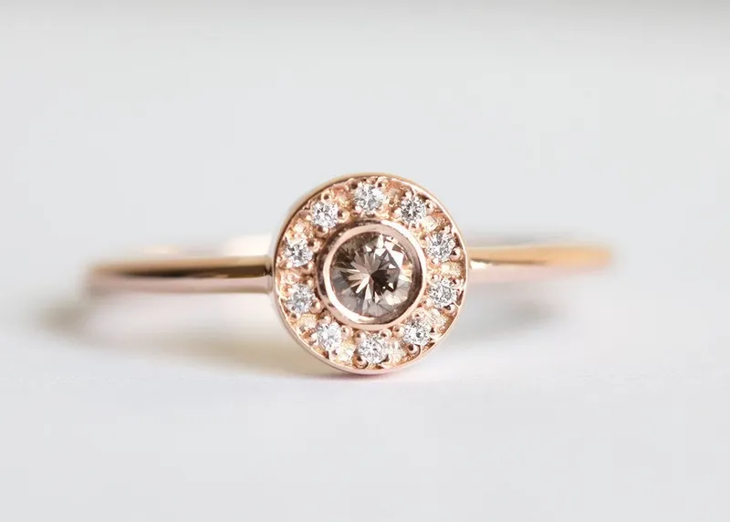 Halo Champagne Diamond Ring view 3