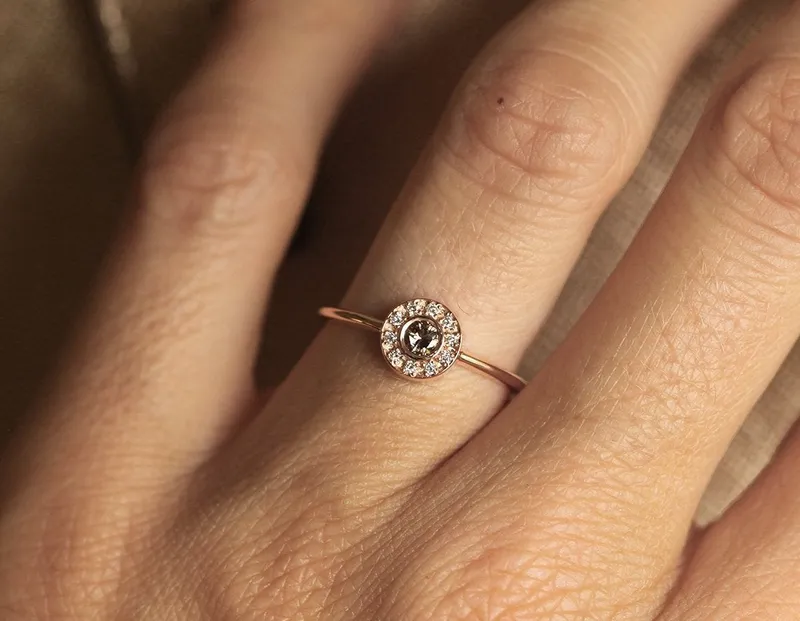 Halo Champagne Diamond Ring view 4