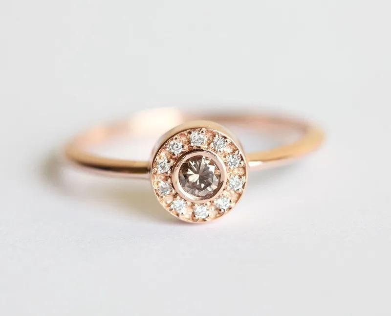 Halo Champagne Diamond Ring view 5