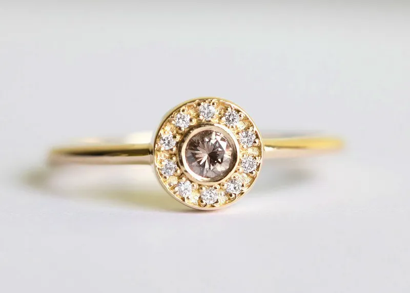 Halo Champagne Diamond Ring view 6