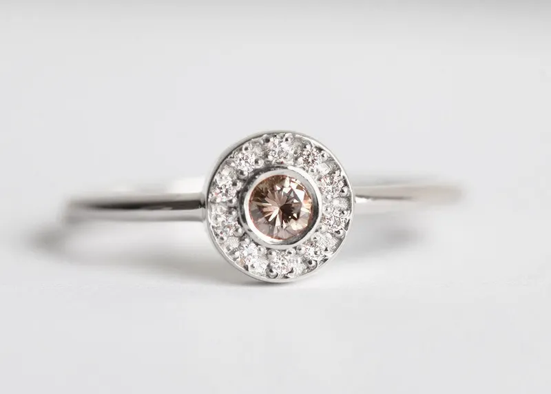 Halo Champagne Diamond Ring view 7