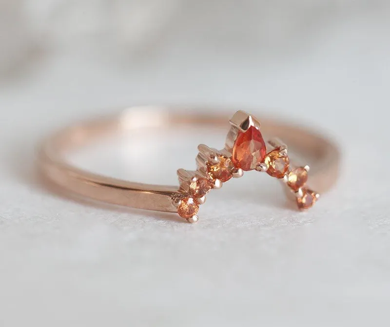 Halo Diamond Sapphire Ring Set, Sunset Ring Set view 9