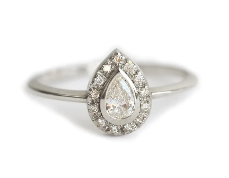 Halo Engagement Ring, Pear Diamond Ring view 7