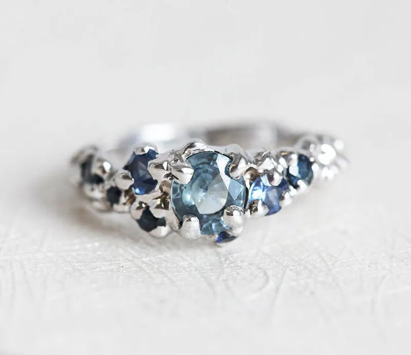 HANDMADE ENGAGEMENT RING, RAW CLUSTER RING vy 2