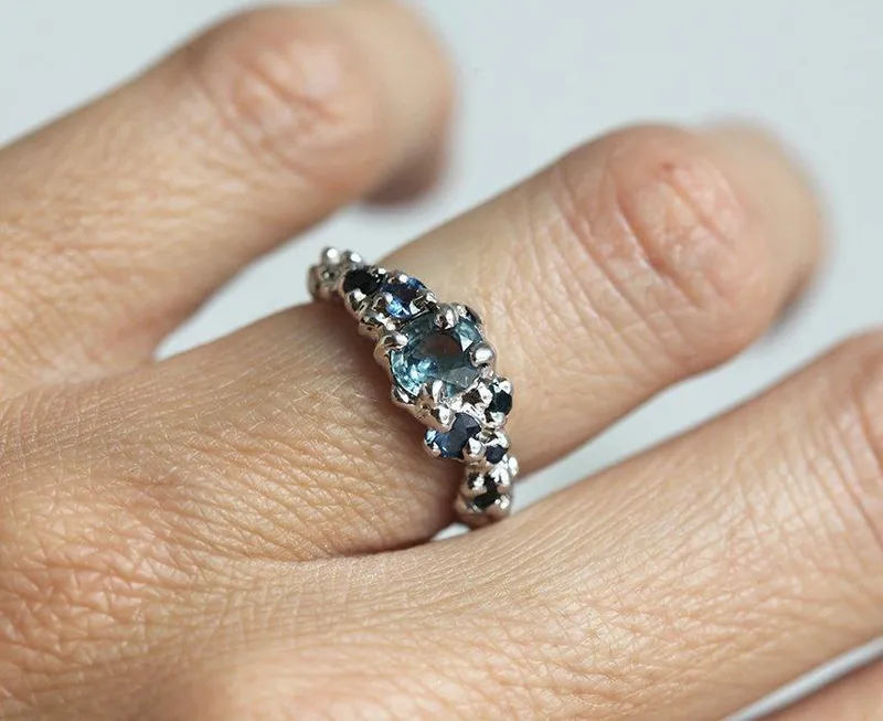 HANDMADE ENGAGEMENT RING, RAW CLUSTER RING vy 3