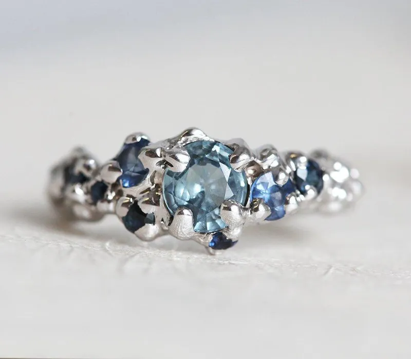 HANDMADE ENGAGEMENT RING, RAW CLUSTER RING vy 4