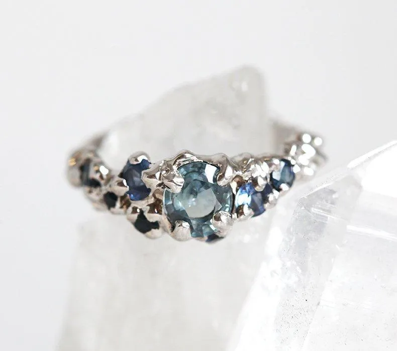 HANDMADE ENGAGEMENT RING, RAW CLUSTER RING vy 5