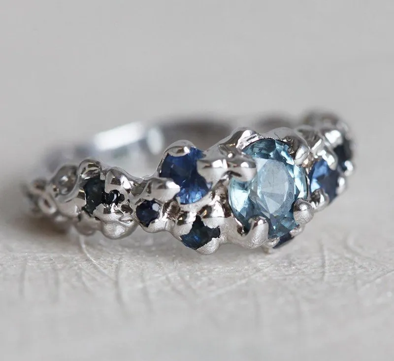 HANDMADE ENGAGEMENT RING, RAW CLUSTER RING vy 6
