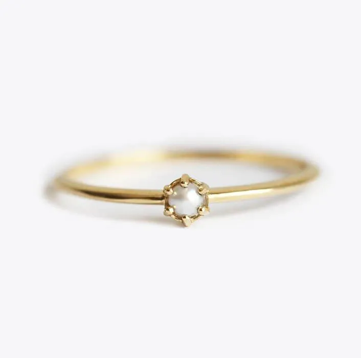 Harlee Round Pearl Ring round cut engagement ring