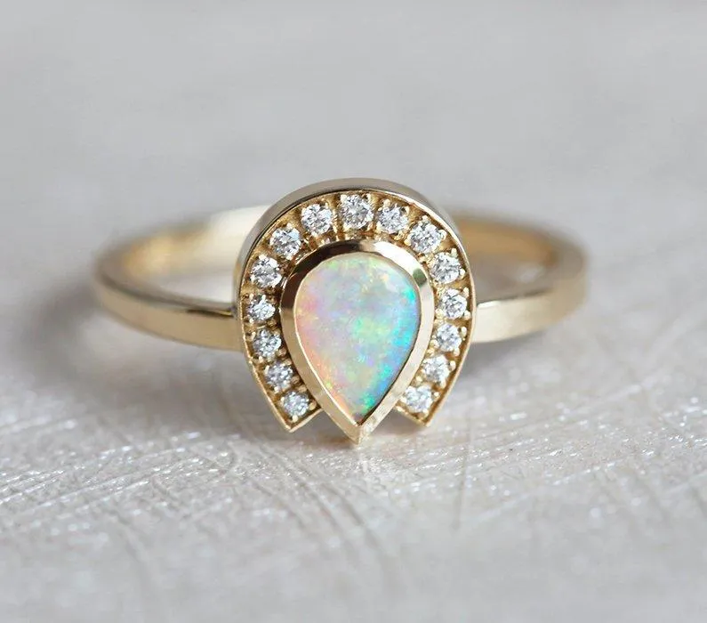 Heather Pear Opal Ring pear cut engagement ring