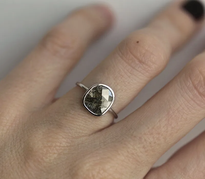 Heidi Salt & Pepper Diamond Slice Ring vy 4