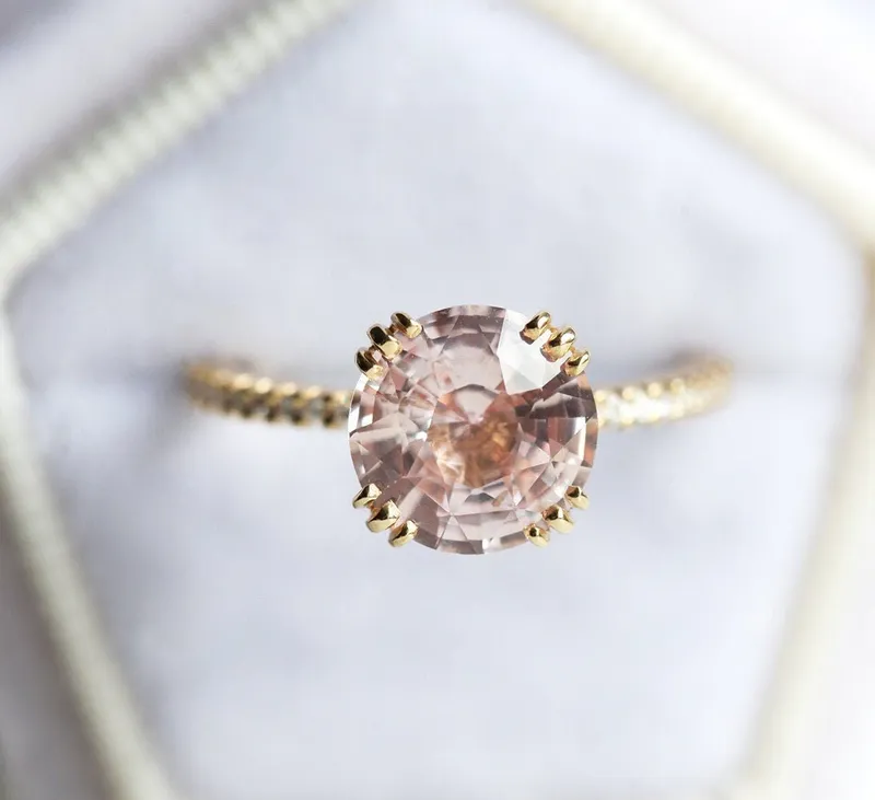 HERA PEACH SAPPHIRE DIAMOND RING vy 4
