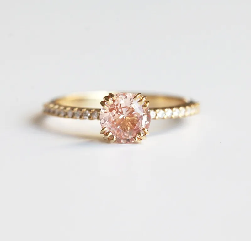 HERA PEACH SAPPHIRE DIAMOND RING sapphire round cut engagement ring