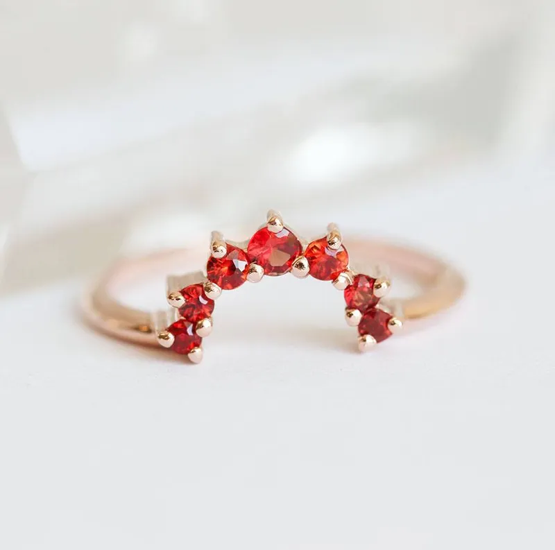 Hot Orange Sapphire Ring, Rose Gold Sapphire Ring vy 2