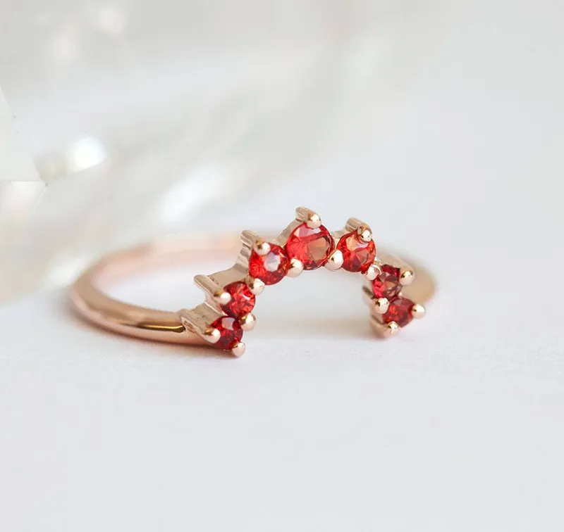 Hot Orange Sapphire Ring, Rose Gold Sapphire Ring vy 4